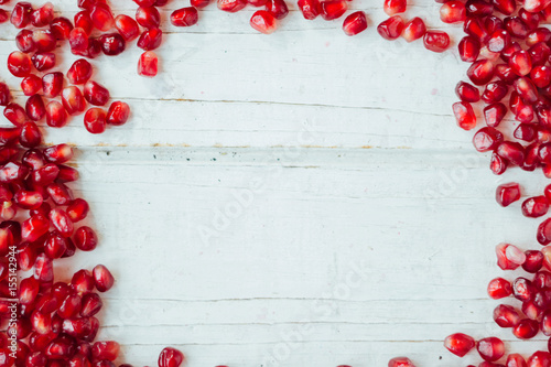 Red pomegranate border. Fra...
