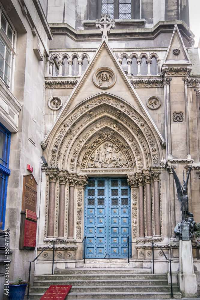 St Michael's Church Entrance, Cornhill, London, UK