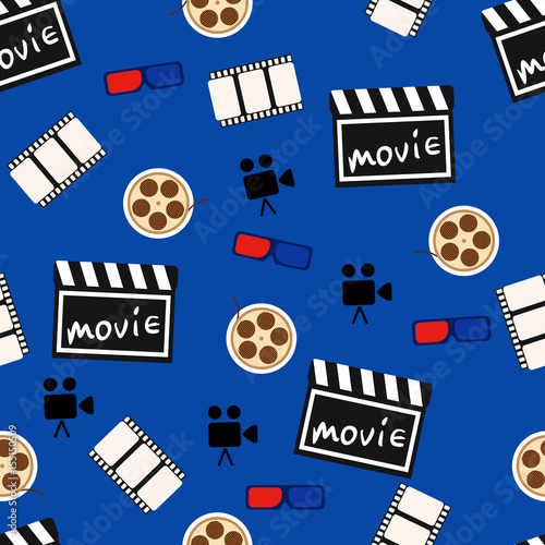 Movie abstract seamless pattern, movie background vector