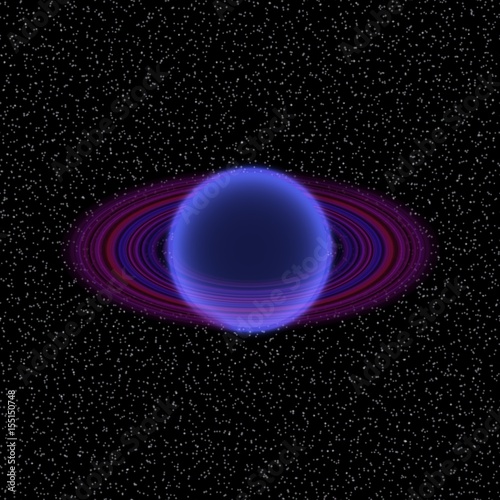 Fototapeta Naklejka Na Ścianę i Meble -  Shinning planet in far uniferse. Abstract planet with colorful ring somewhere