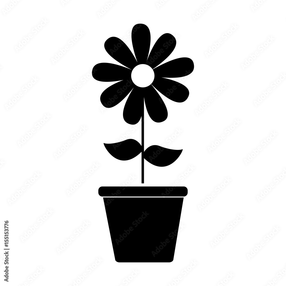 cute sunflower garden with pot isolated icon vector illustration design