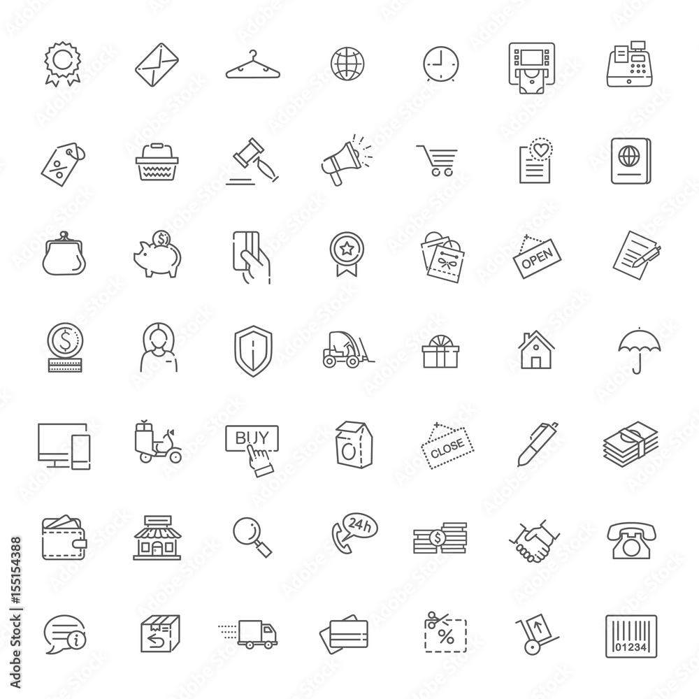 Thin lines web icons set - E-commerce, shopping Thin lines web icons set - E-commerce, shopping