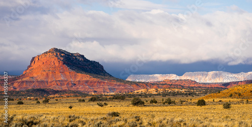Storm Brewing Sun Hits Red Rock Walls Grand Staircase-Escalante National Monument