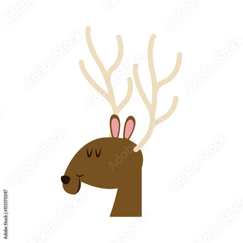christmas face reindeer horns image vector illustration