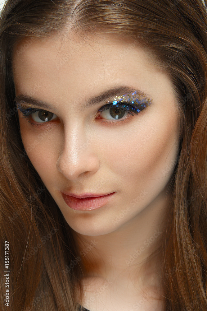 Close-up portrait of beauty model. Clean fresh face of pretty girl with natural makeup. Close-up portrait of beauty model. Clean fresh face of pretty girl with natural makeup.