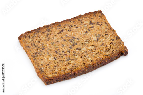 Slices of rye bread isolated on white background.