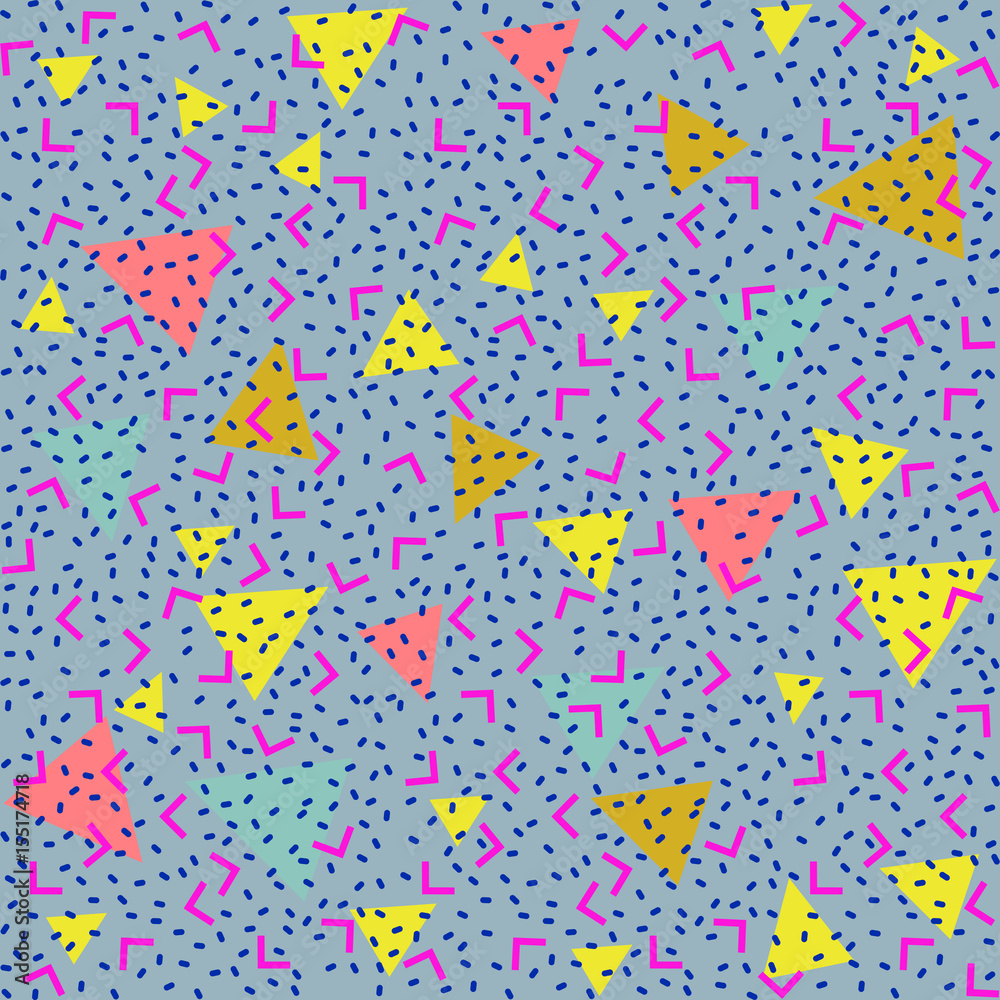 Colorful abstract pattern with yellow, orange and pink triangles
