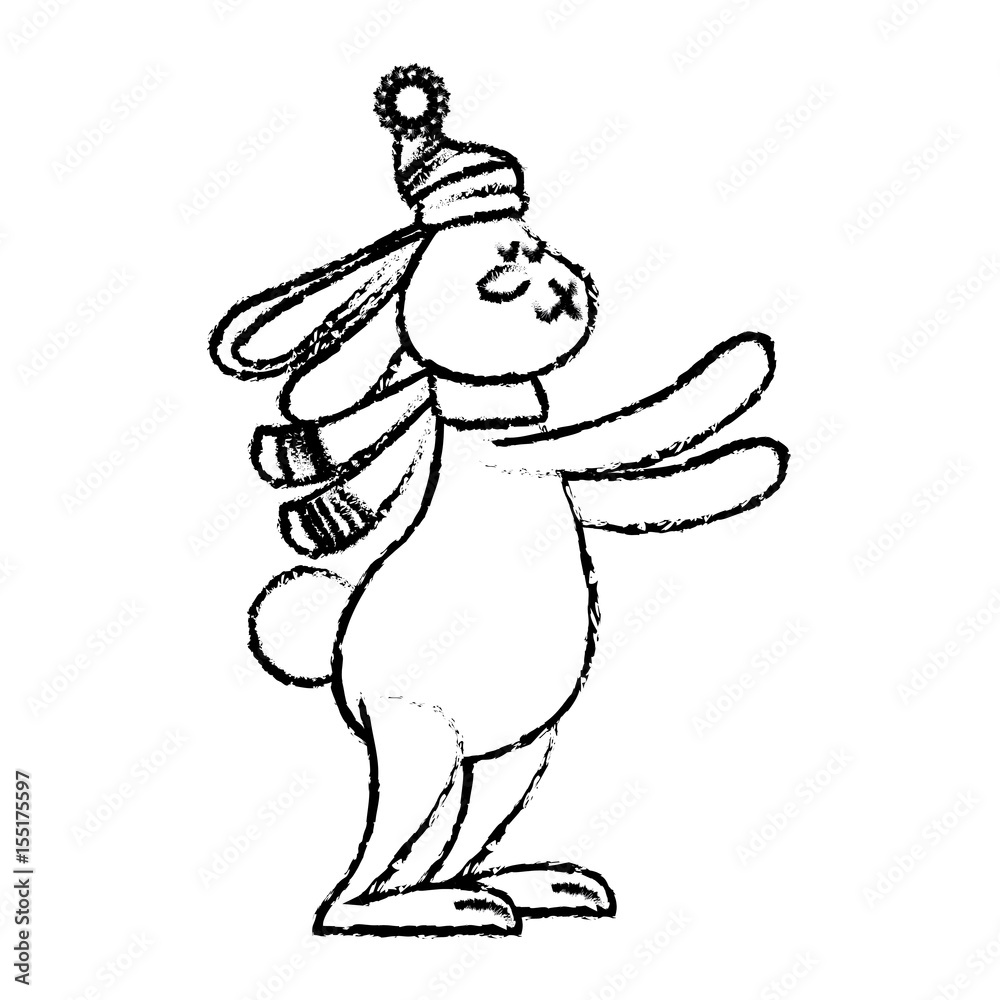 cute rabbit with scarf winter christmas image vector illustration cute rabbit with scarf winter christmas image vector illustration