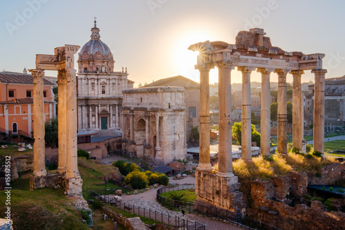 Scenic view of Roman Forum at sunrise, Rome