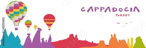 Cappadocia silhouettes and balloons