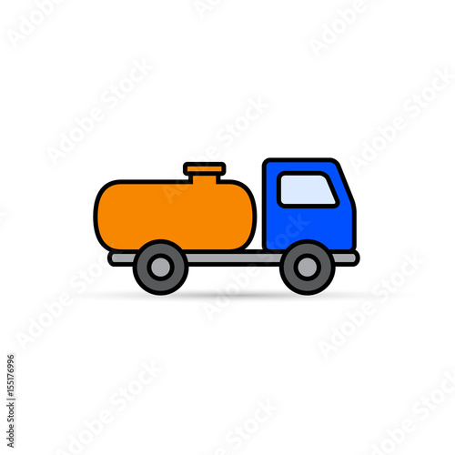 Fuel tanker truck color icon. Side view cartoon symbol, vector. © tatianasun
