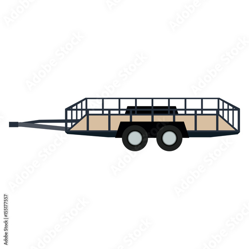 dump trailer cargo wheel transport vector illustration