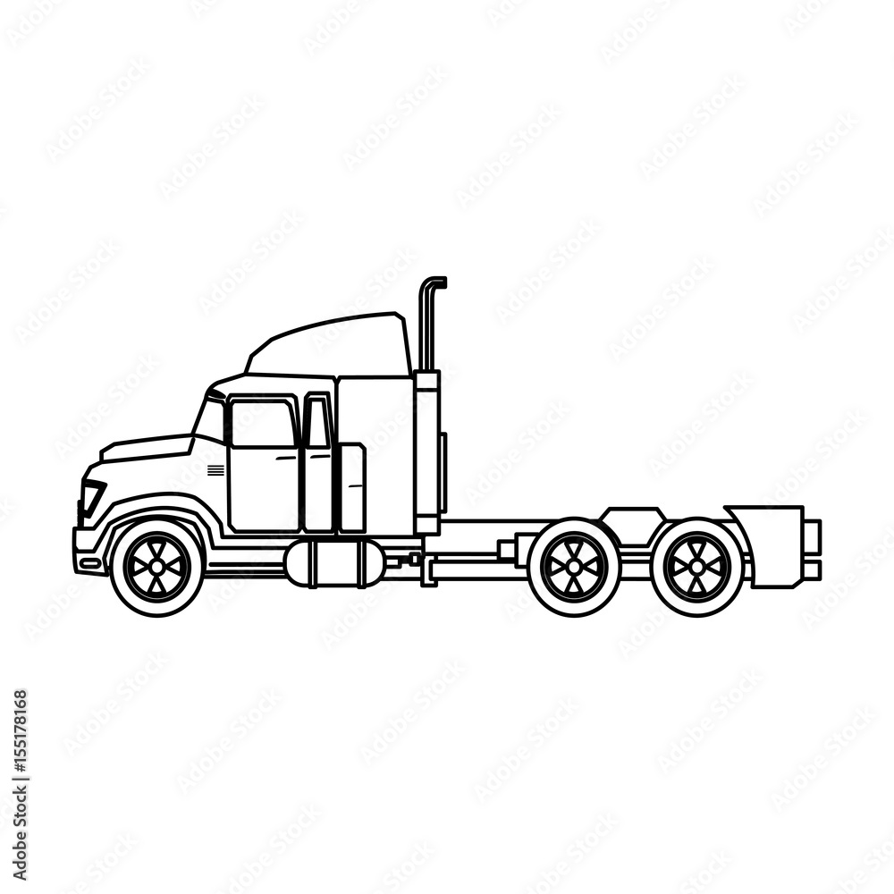 truck cabin transport industry trailer vehicle vector illustration