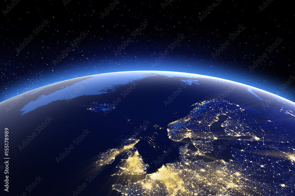 North Europe. Elements of this image furnished by NASA - obrazy, fototapety, plakaty 