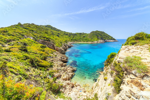 A panorama of Porto Timoni beach in Corfu, Greece © Marcin Krzyzak