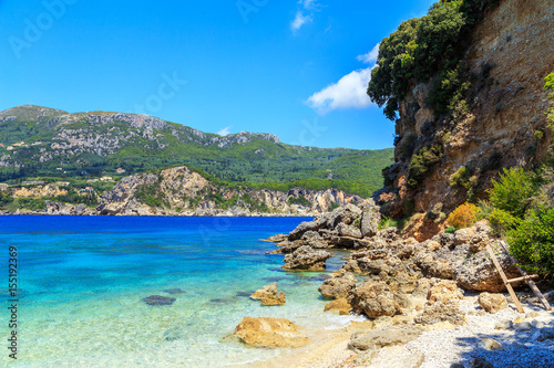 Fototapeta Naklejka Na Ścianę i Meble -  View of a Limni beach in Corfu, Greece
