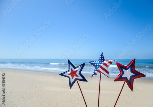 Patriotic USA background on the sandy beach