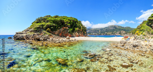 View of a Limni beach in Corfu, Greece