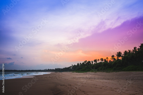 Colourful sunset at beautiful kahadamodara beach in the southern part of Sri Lanka.