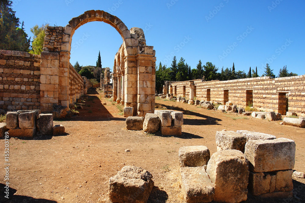 Ruins of the Umayyad city of Anjar , Lebanon
