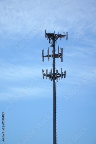 antenna on communication towers in sunny day