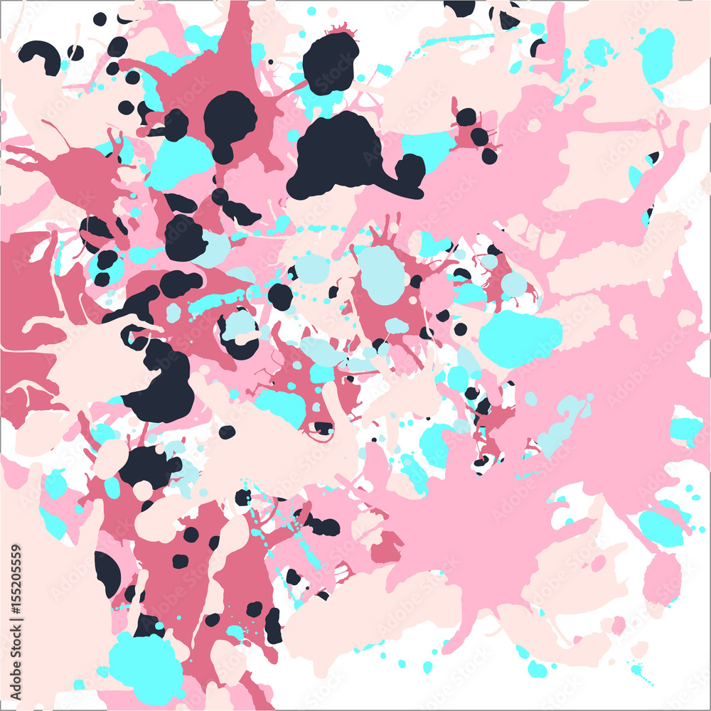 Pink turquoise black ink splashes background square Pink turquoise black ink splashes background square