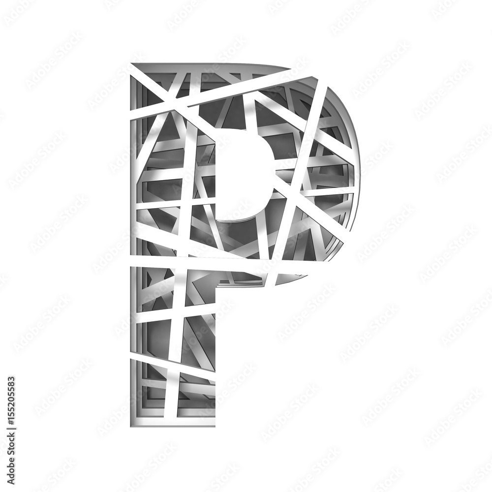 Paper cut out font letter P 3D Paper cut out font letter P 3D