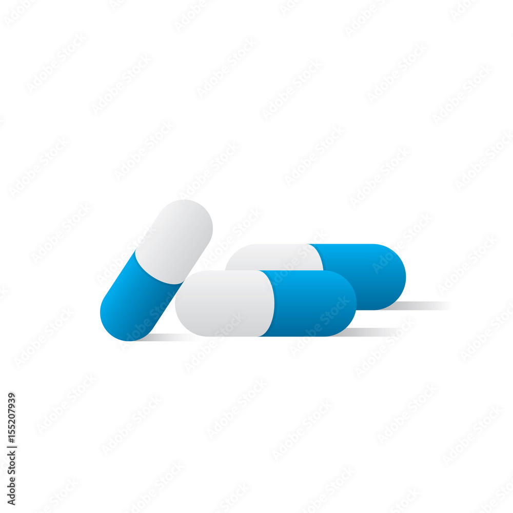 Capsule medicine white and blue illustration vector on white background. Medical concept. Capsule medicine white and blue illustration vector on white background. Medical concept.