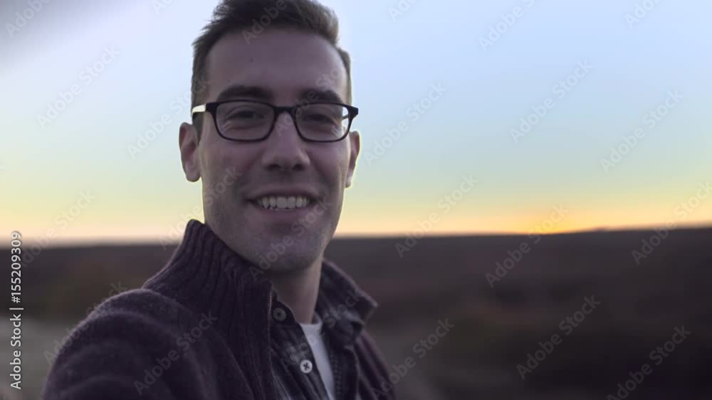 Man Takes Selfie At Sun Down In New England Moors Man Takes Selfie At Sun Down In New England Moors