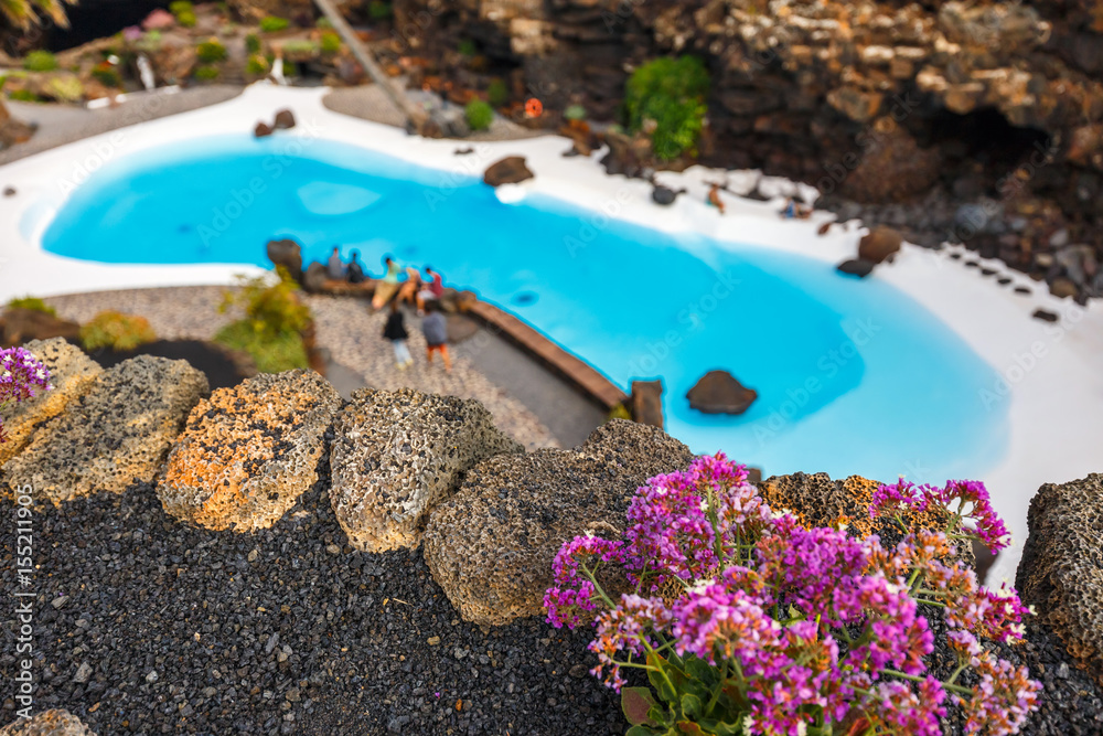 Jameos del Agua pool in volcanic cave, Lanzarote, Canary Islands, Spain