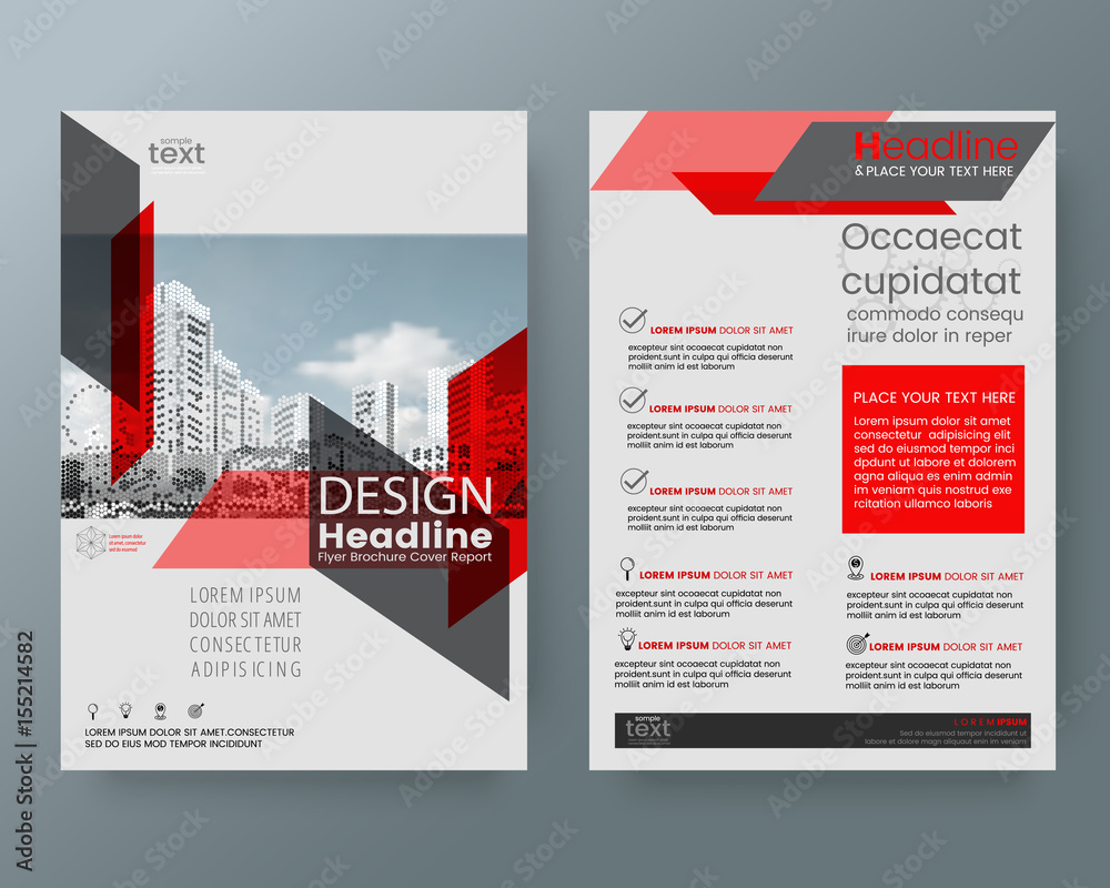 Abstract red diagonal line brochure annual report cover flyer poster ...