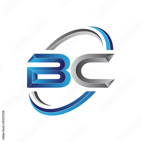 Simple initial letter logo modern swoosh BC