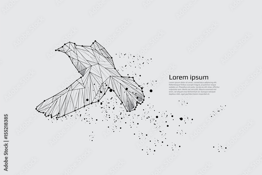 Obraz premium Ptak lecący z ruchem i efektem