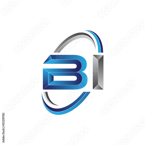 Simple initial letter logo modern swoosh BI