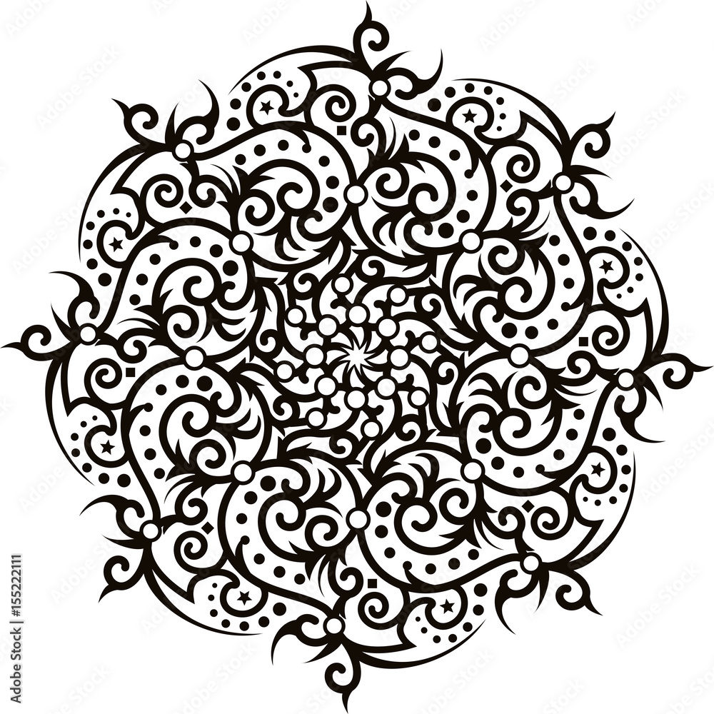 Outline Mandala for coloring book. Decorative round ornament