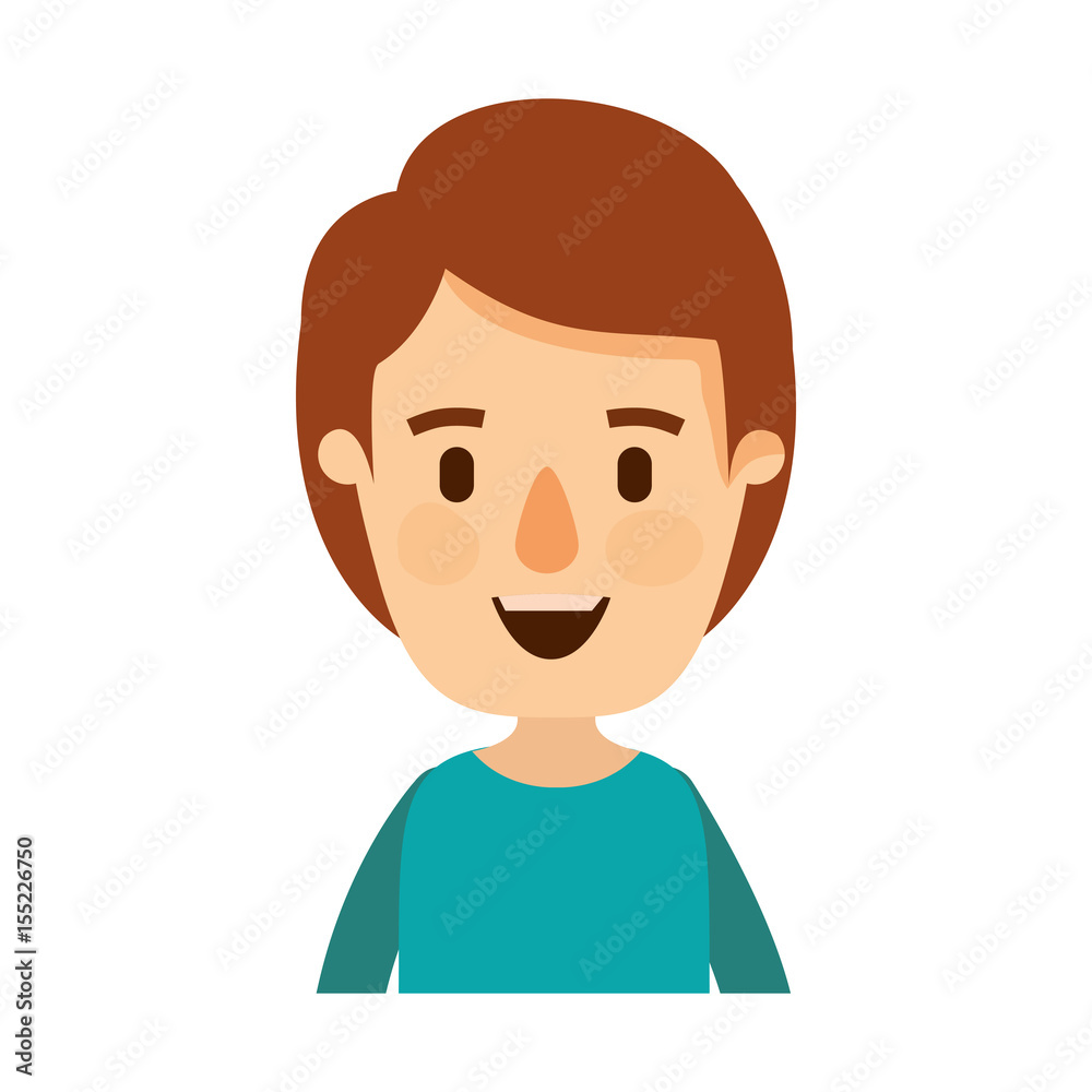 colorful caricature half body boy with hairstyle vector illustration