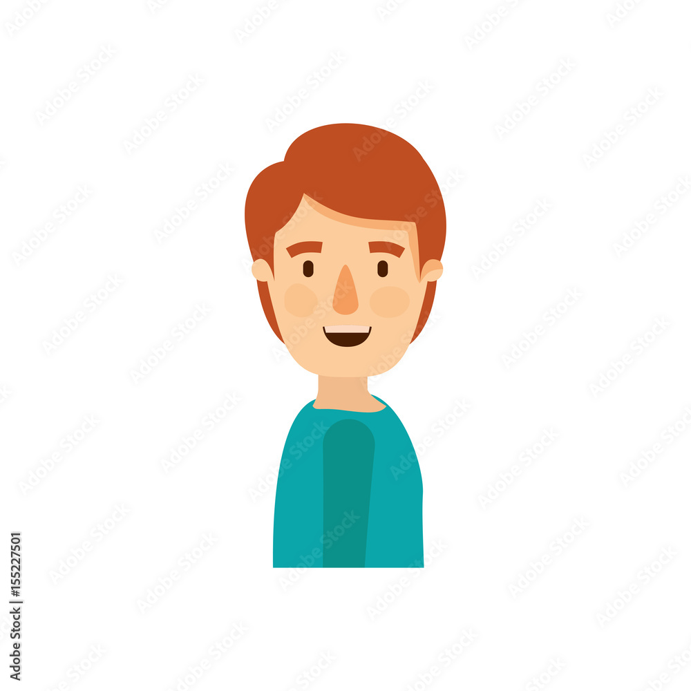 colorful caricature side view young man with hairstyle vector illustration