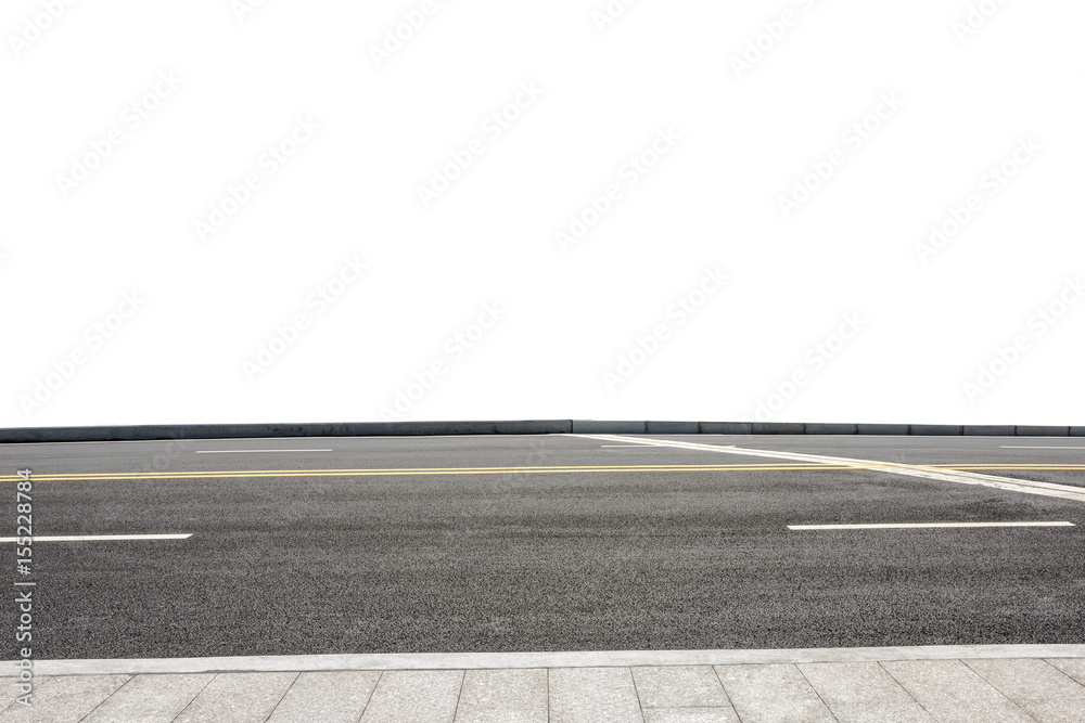Fototapeta premium New asphalt road on white background