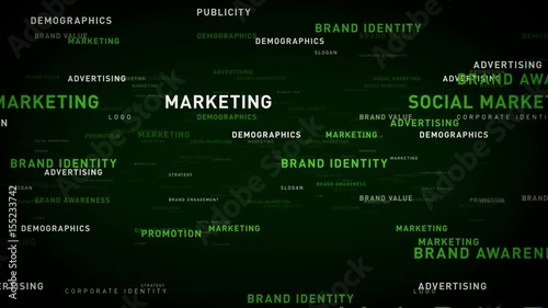 Keywords Business Marketing Green - Important terms about business marketing pass through cyberspace. All clips are available in multiple color options. All clips loop seamlessly.