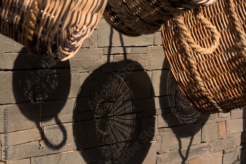 Hanging wicker baskets