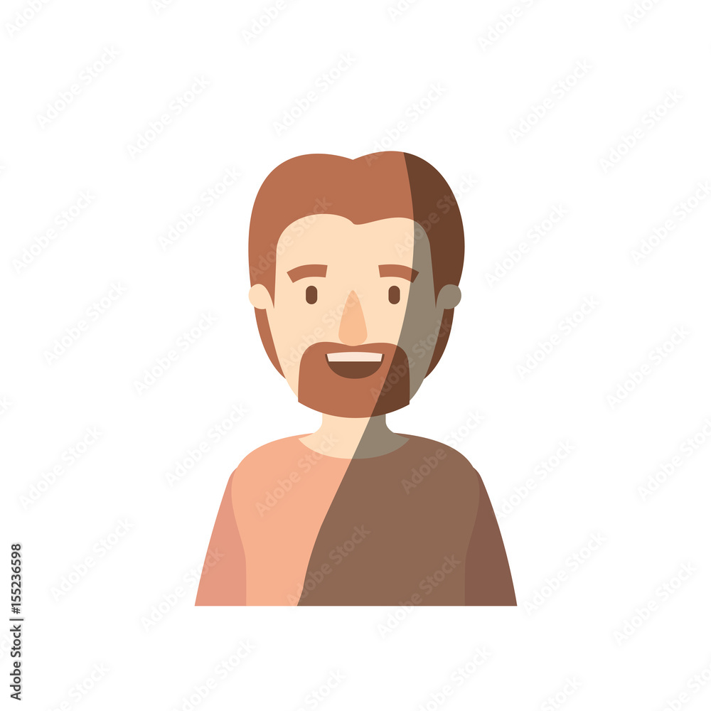 light color shading caricature half body man with moustache and beard vector illustration light color shading caricature half body man with moustache and beard vector illustration