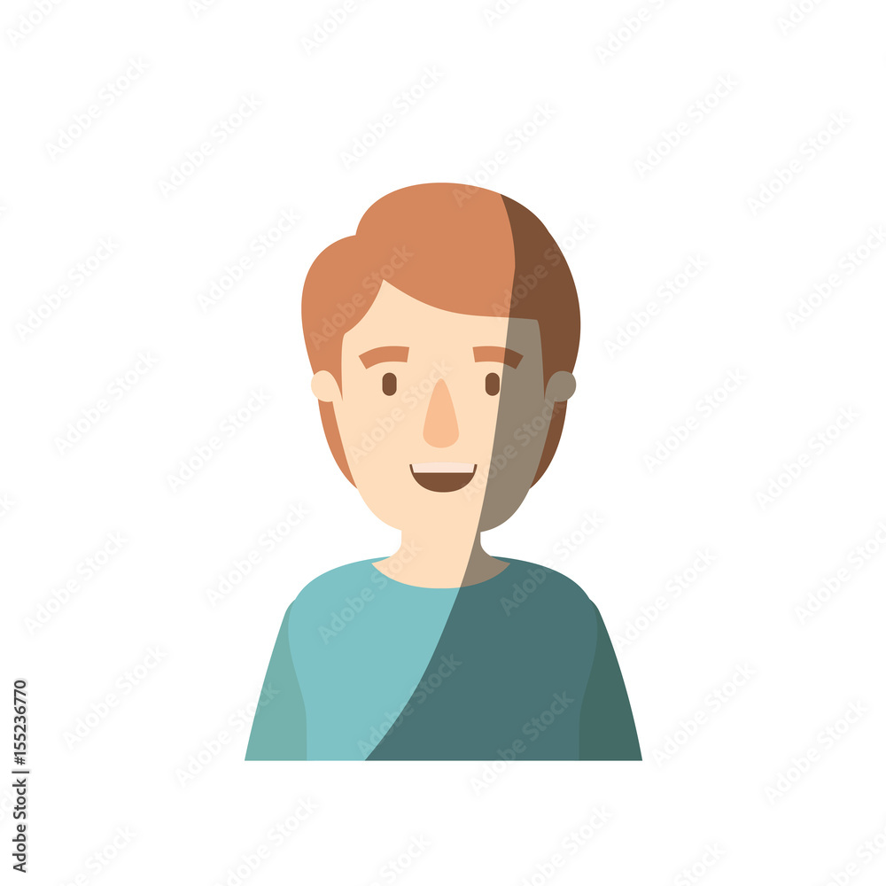light color shading caricature half body young man with hairstyle vector illustration light color shading caricature half body young man with hairstyle vector illustration