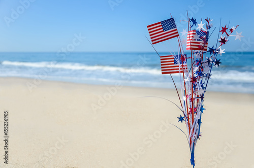 Patriotic USA background on the sandy beach