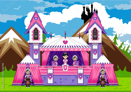 Cartoon Fairytale Princess and Knights