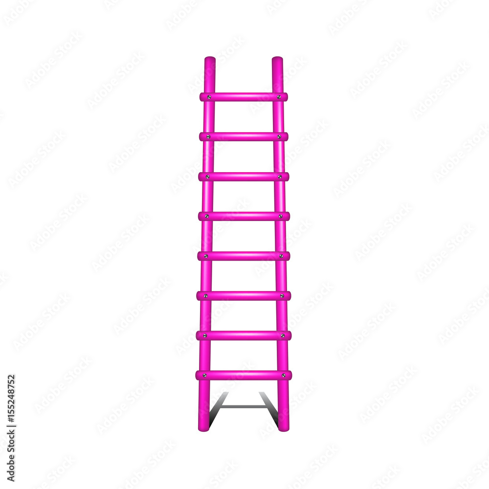 Wooden ladder in pink design with shadow leading up Wooden ladder in pink design with shadow leading up