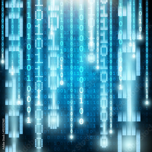 Matrix style binary background with falling number. Vector
