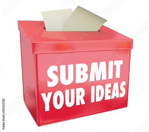Valokuva Submit Your Ideas Suggestion Box Send Proposals 3d Illustration
