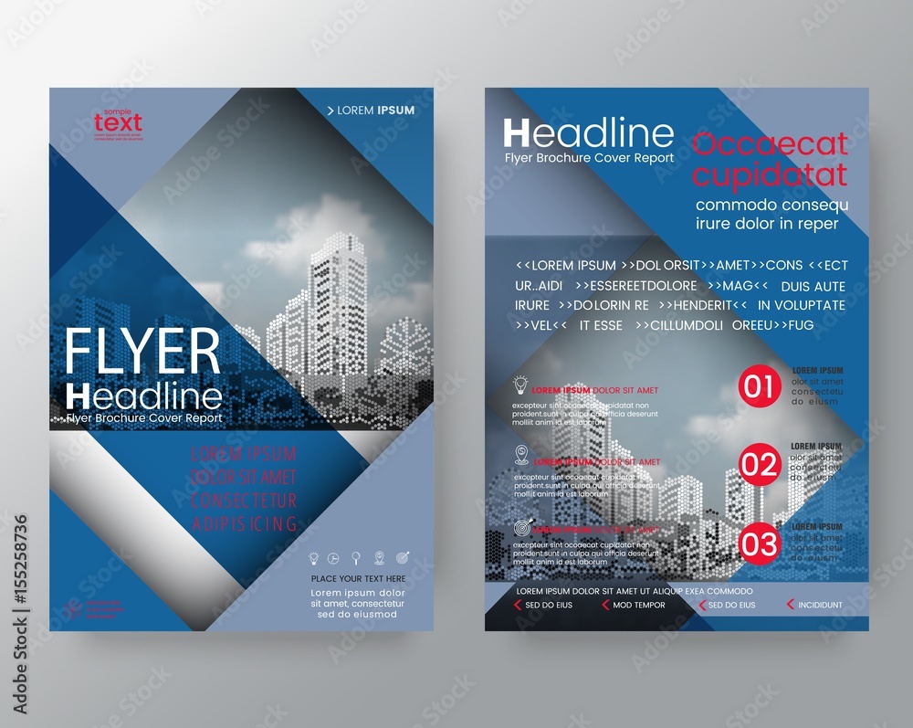 Abstract blue diagonal line Brochure annual report cover Flyer Poster ...