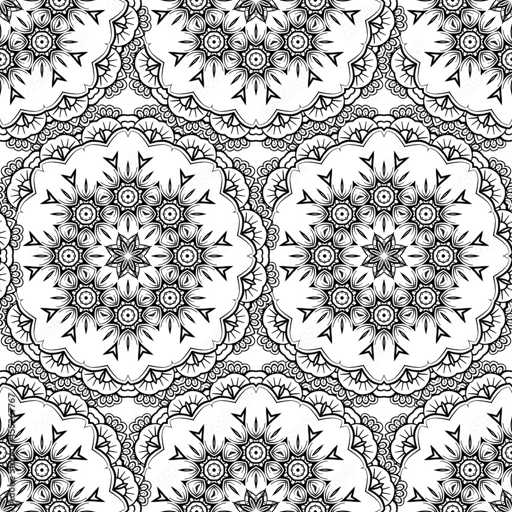 Vector abstract ethnic mandala elements seamless pattern