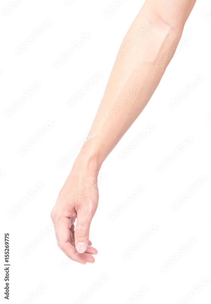 Man arm with blood veins on white background, health care and medical concept Man arm with blood veins on white background, health care and medical concept